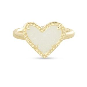 Ari Heart Gold Band Ring in Iridescent Drusy